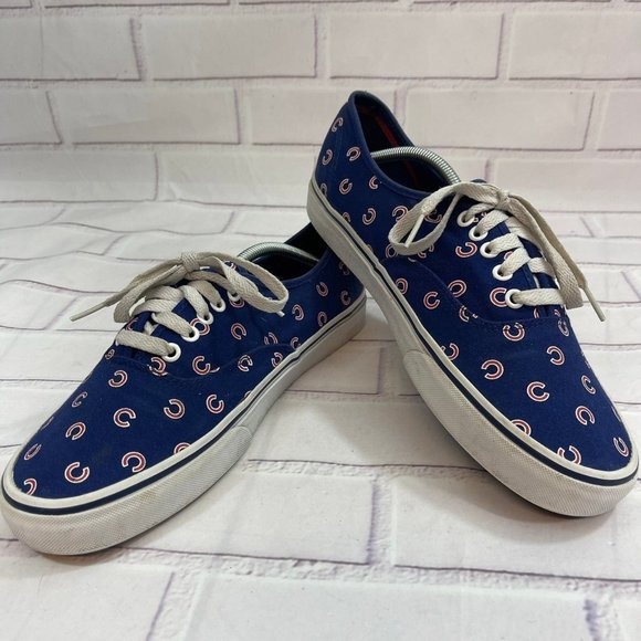 VANS Authentic Canvas Skate Shoes MLB Chicago Cubs Print Design Baseball Sneaker - Picture 9 of 12